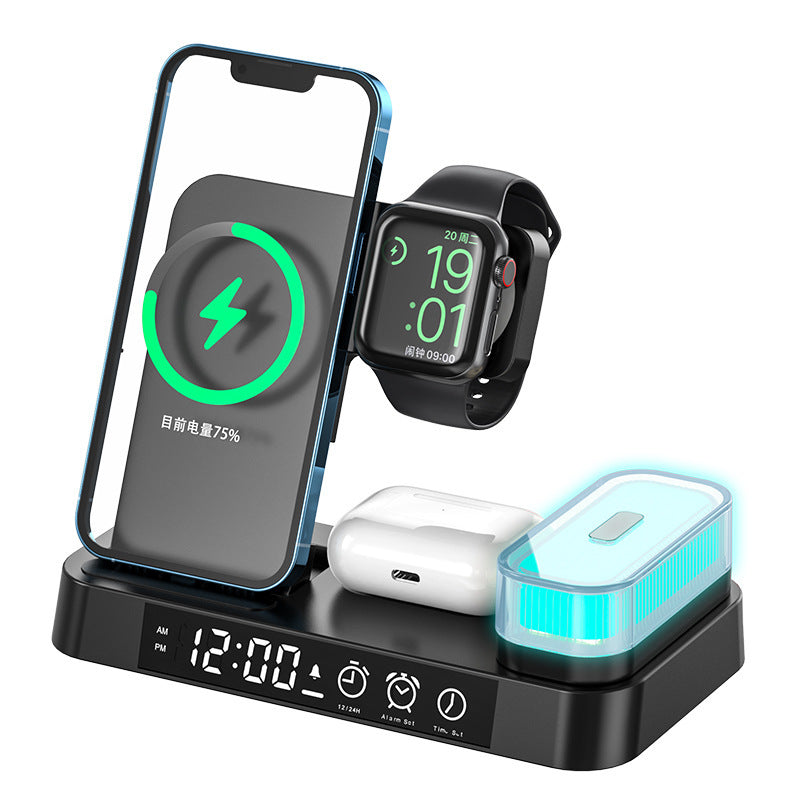 4 In 1 Wireless Charger Station With Alarm Clock - Teksprt