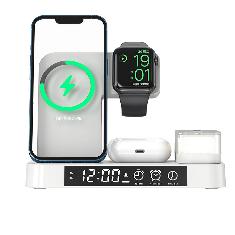 4 In 1 Wireless Charger Station With Alarm Clock - Teksprt